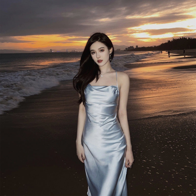Ladies Fashion Strapless Backless Sling Dress