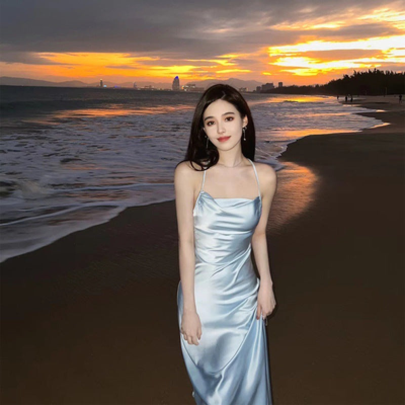 Ladies Fashion Strapless Backless Sling Dress