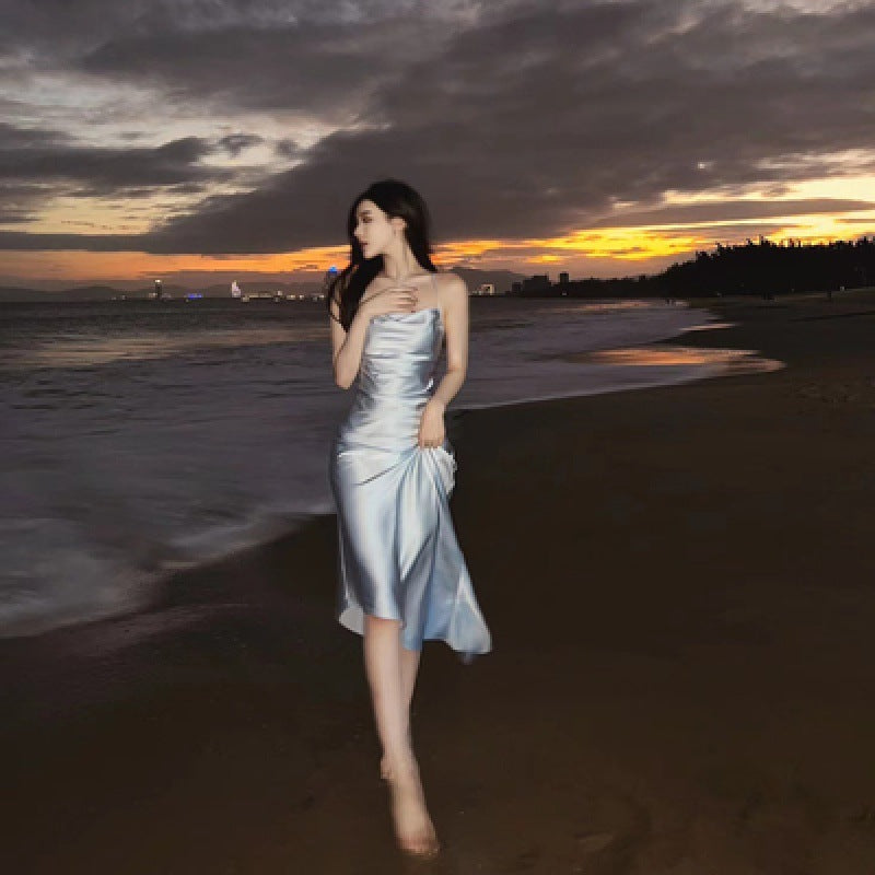 Ladies Fashion Strapless Backless Sling Dress