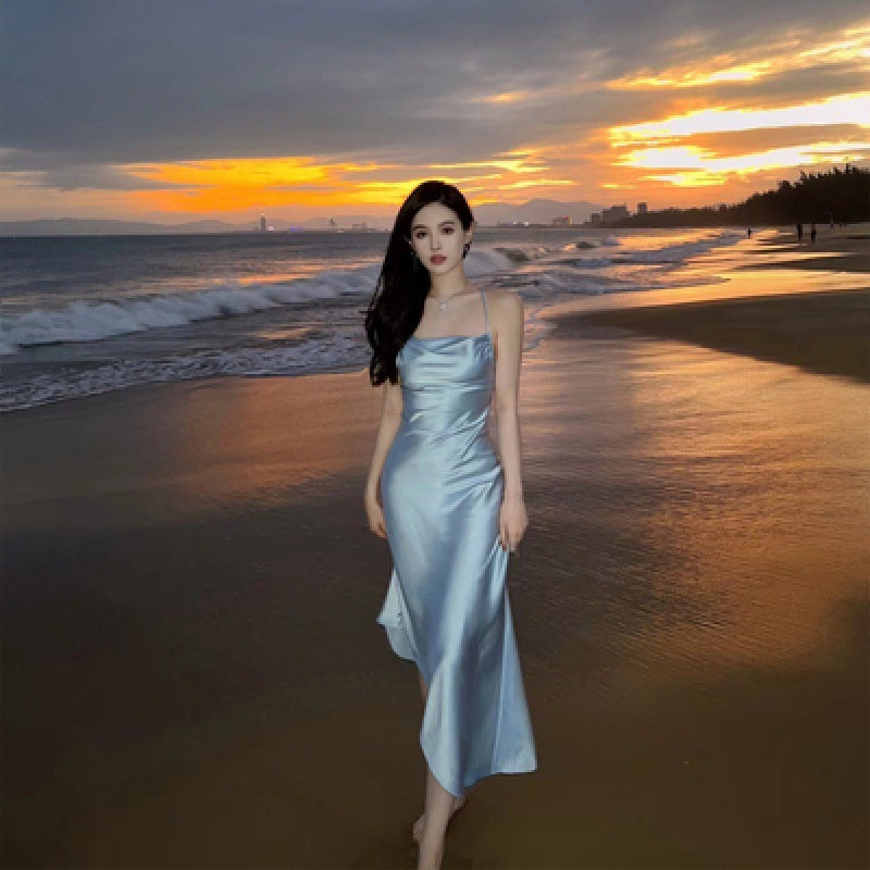 Ladies Fashion Strapless Backless Sling Dress