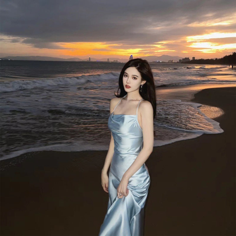 Ladies Fashion Strapless Backless Sling Dress